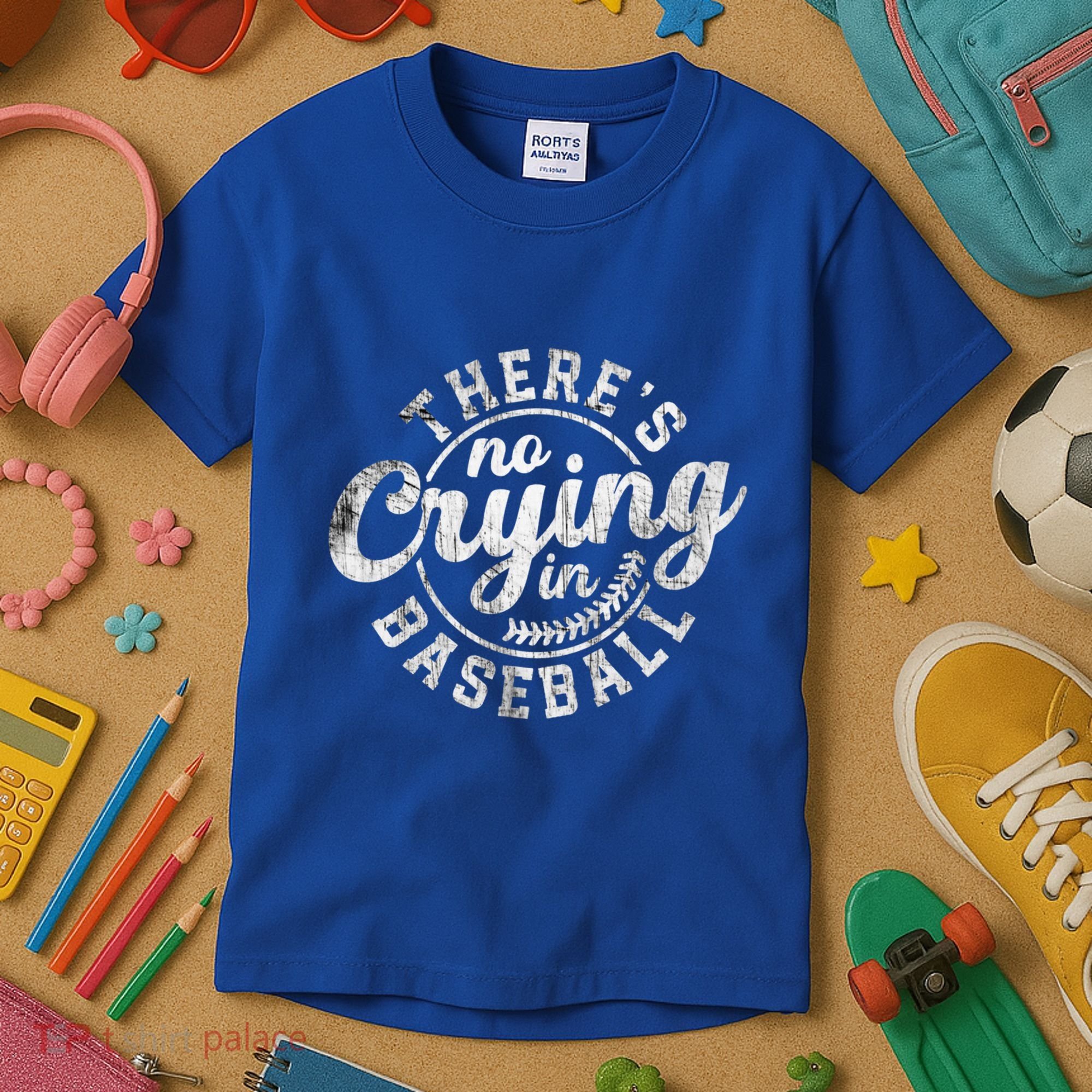 There Is No Crying In Baseball Funny Game Day Baseball Gift Kids T-Shirt