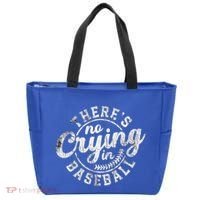 There Is No Crying In Baseball Funny Game Day Baseball Gift Tote Bag thumb 0