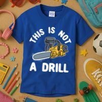 This Is Not A Drill Chainsaw Funny Cringe Dad Joke Gift Kids T-Shirt thumb 3