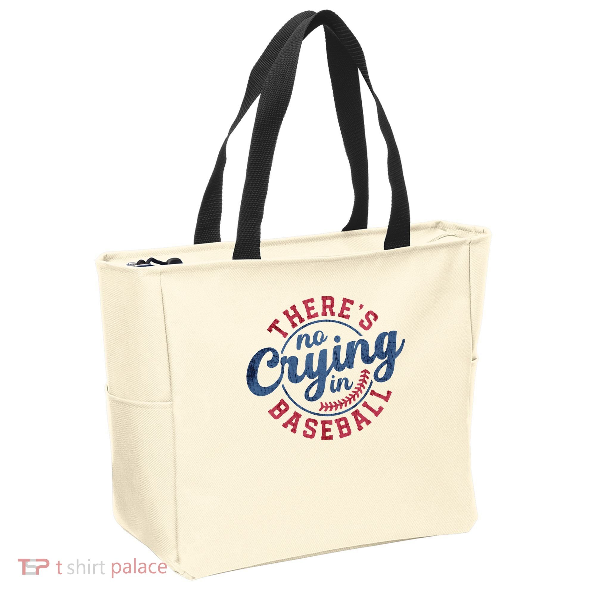 There Is No Crying In Baseball Funny Game Day Baseball Tote Bag