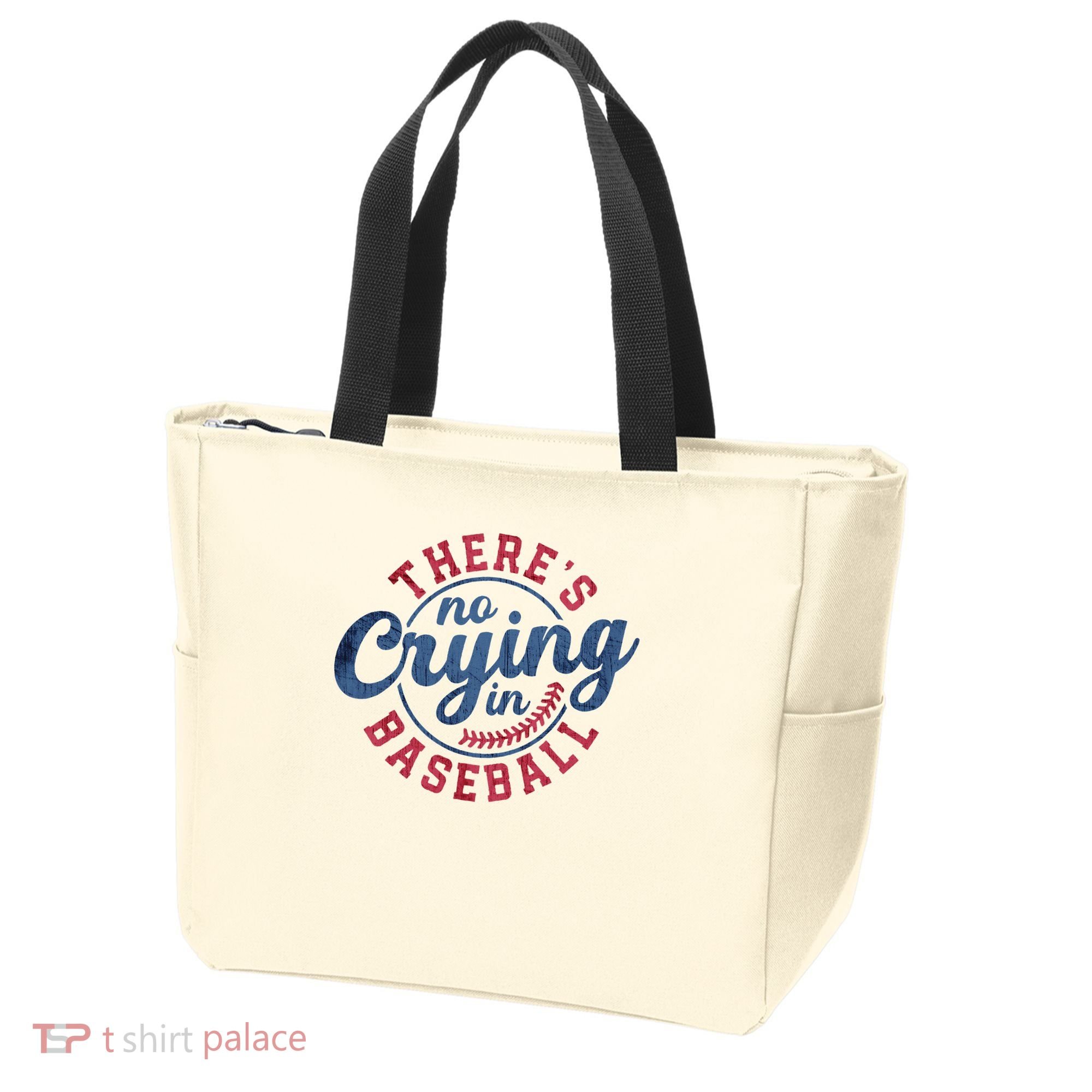 There Is No Crying In Baseball Funny Game Day Baseball Tote Bag
