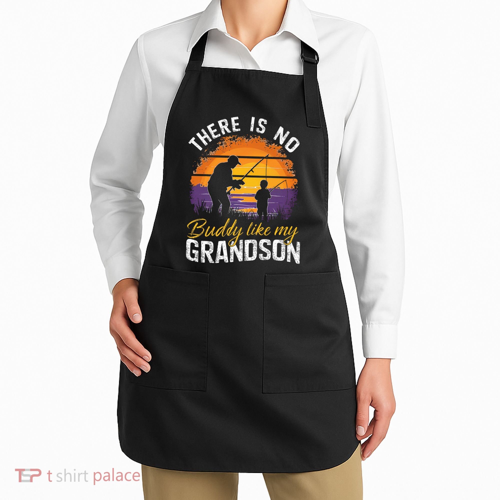 There Is No Buddy Like My Grandson Matching Grandpa Outfit Apron