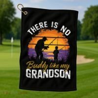 There Is No Buddy Like My Grandson Matching Grandpa Outfit Golf Towel thumb 1