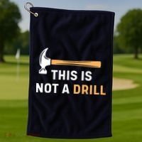 This Is Not A Drill Funny Carpenter Woodworking Golf Towel thumb 1