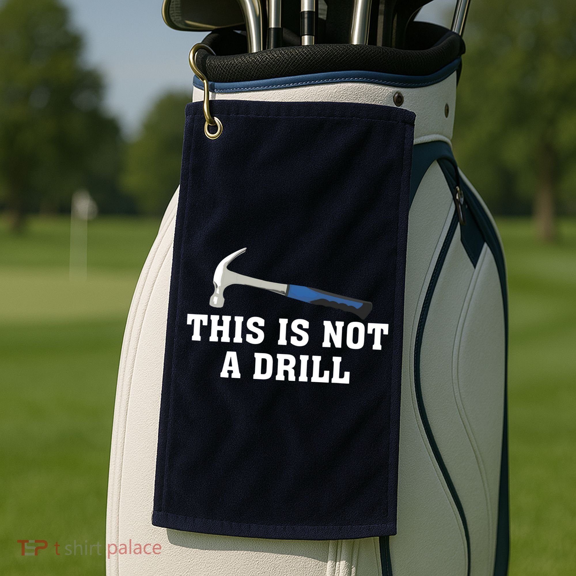 This Is Not A Drill Tools Hammer Builder Woodworking Golf Towel