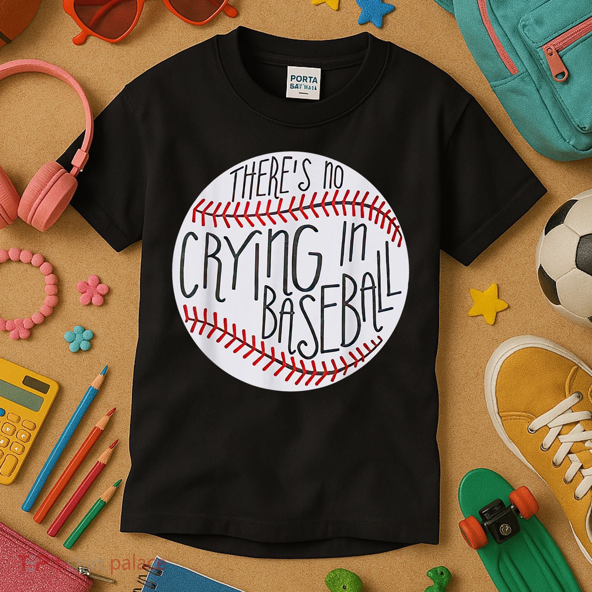 There Is No Crying In Baseball Funny Sports Ball Game Kids T-Shirt