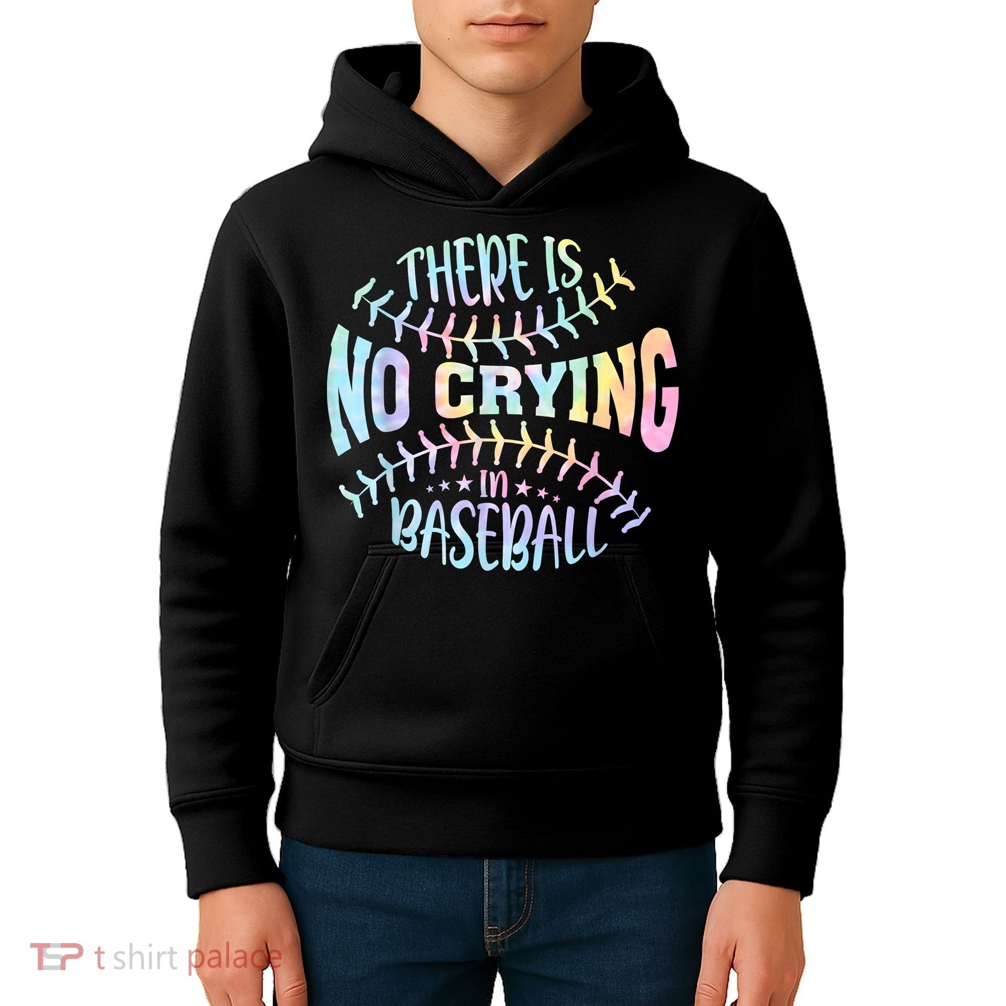 There Is No Crying In Baseball Tie Dye Kids Hoodie