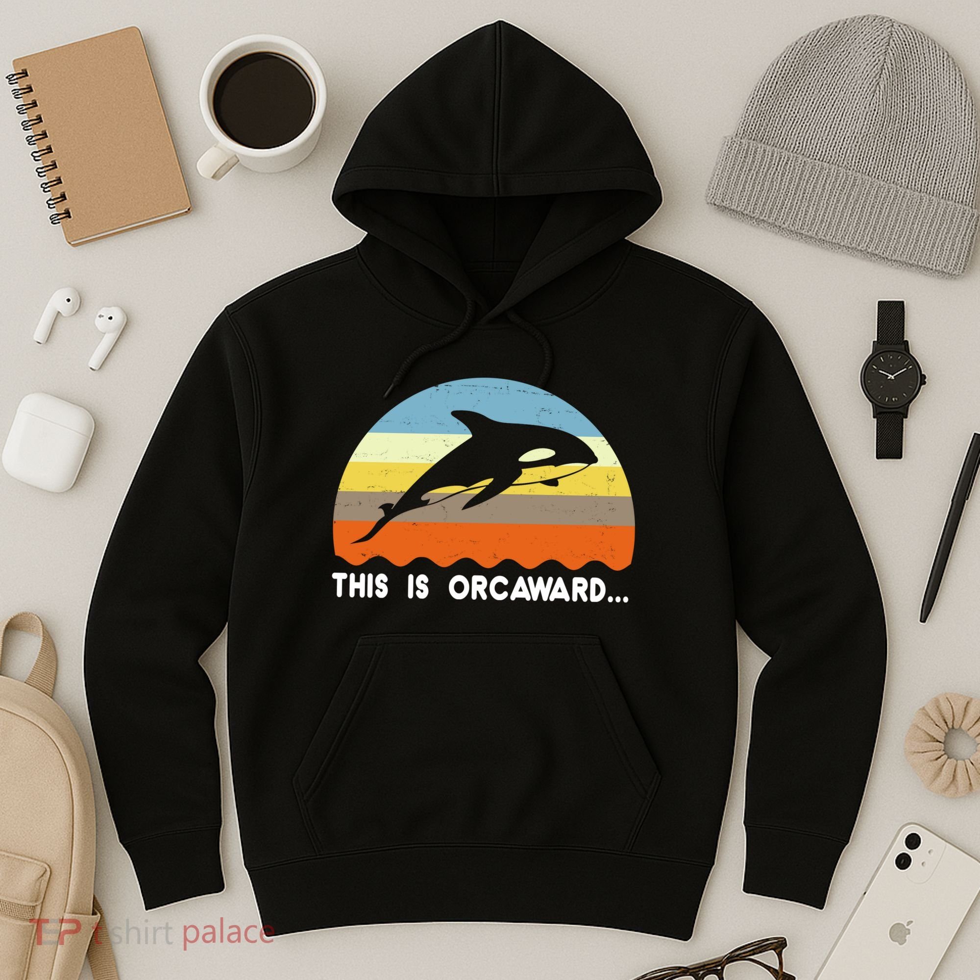 This Is Orcaward Funny Awkward Whale Sunset Hoodie