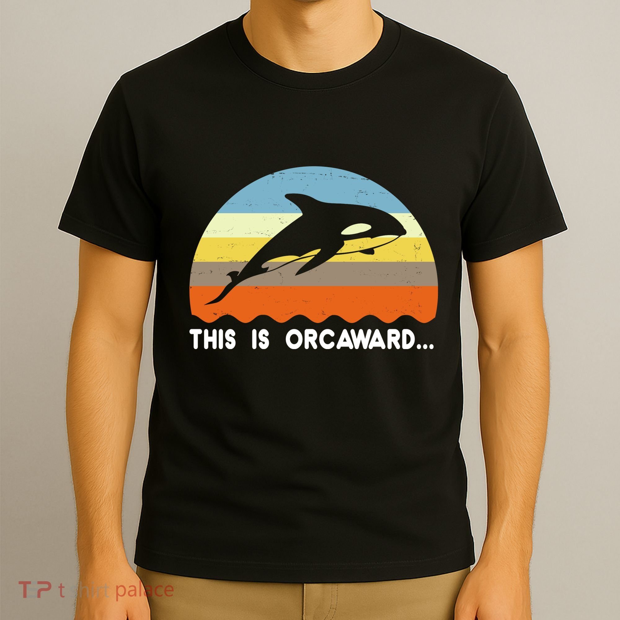This Is Orcaward Funny Awkward Whale Sunset T-Shirt