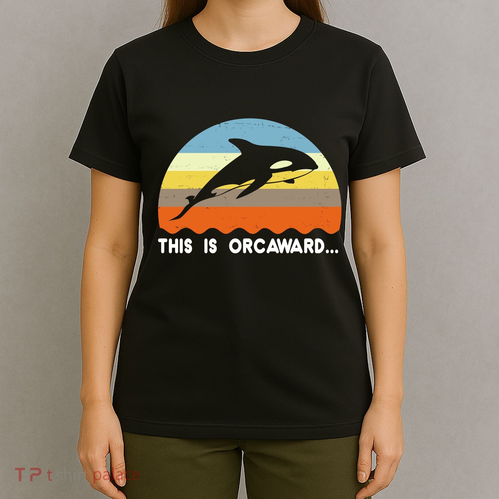 This Is Orcaward Funny Awkward Whale Sunset T-Shirt