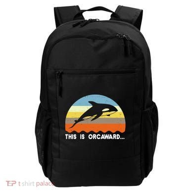 This Is Orcaward Funny Awkward Whale Sunset Backpack