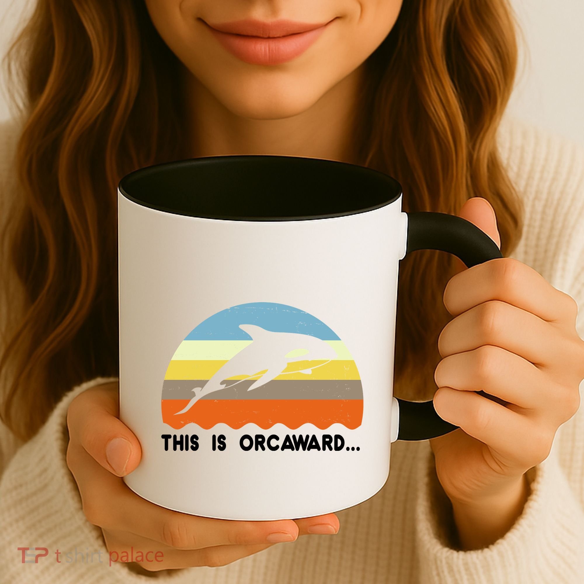 This Is Orcaward Funny Awkward Whale Sunset Coffee Mug