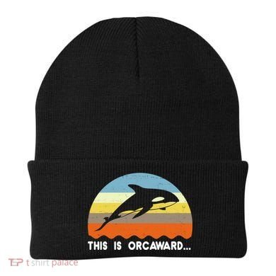 This Is Orcaward Funny Awkward Whale Sunset Beanie