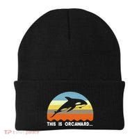 This Is Orcaward Funny Awkward Whale Sunset Beanie thumb 0