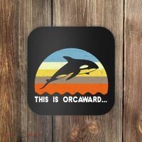 This Is Orcaward Funny Awkward Whale Sunset Coaster thumb 0