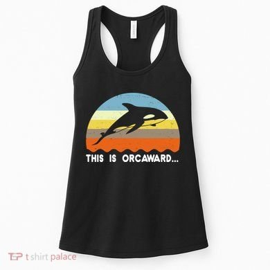 This Is Orcaward Funny Awkward Whale Sunset Women's Tank Top