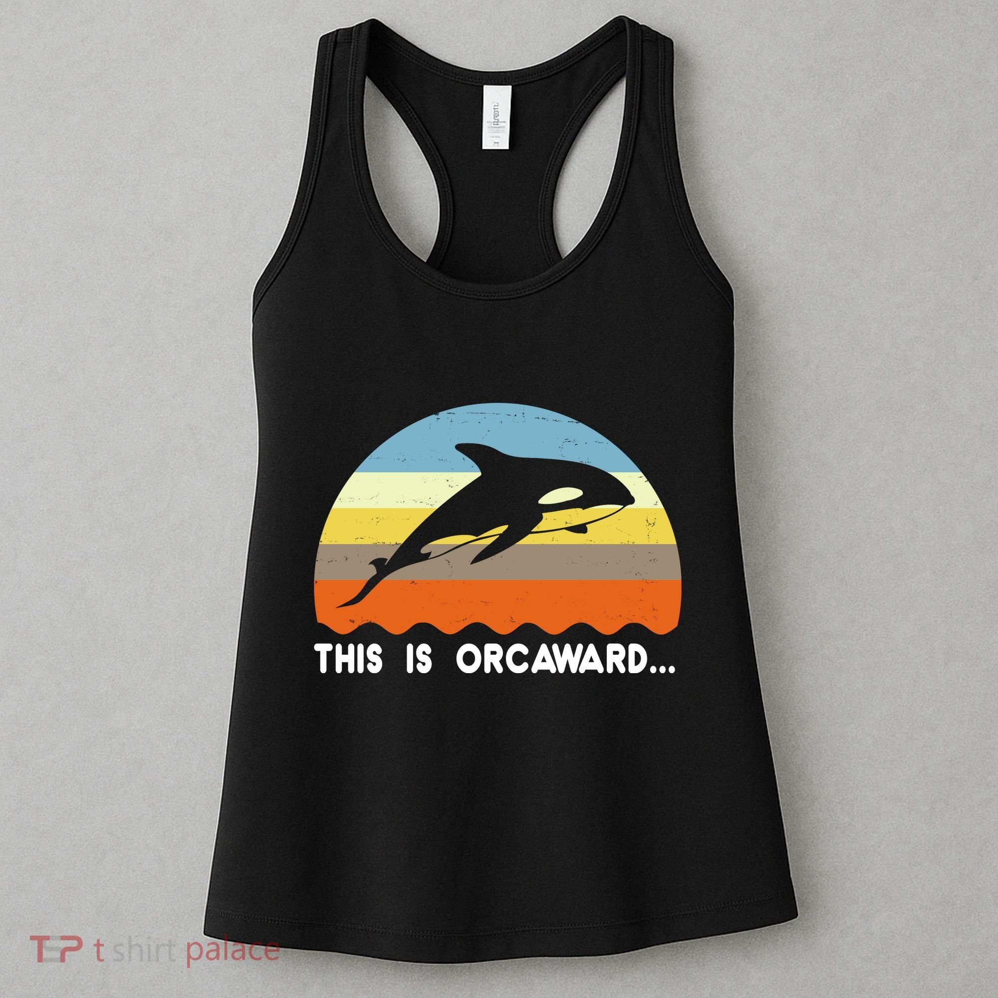 This Is Orcaward Funny Awkward Whale Sunset Women's Tank Top