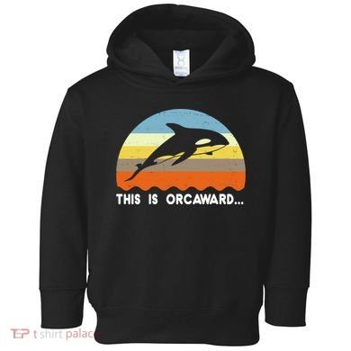 This Is Orcaward Funny Awkward Whale Sunset Toddler Hoodie