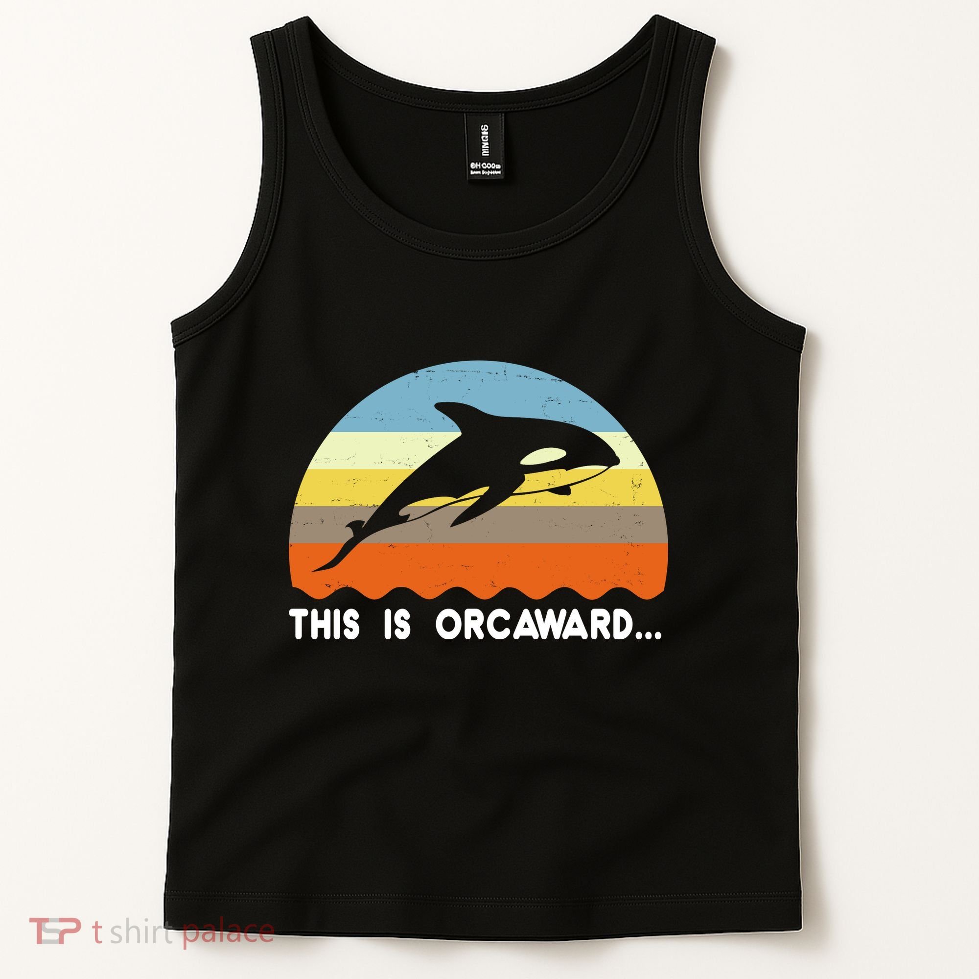 This Is Orcaward Funny Awkward Whale Sunset Tank Top