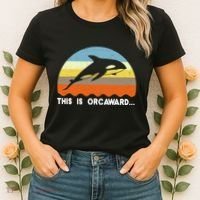This Is Orcaward Funny Awkward Whale Sunset Women's T-Shirt thumb 2