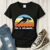 This Is Orcaward Funny Awkward Whale Sunset Women's T-Shirt thumb 3