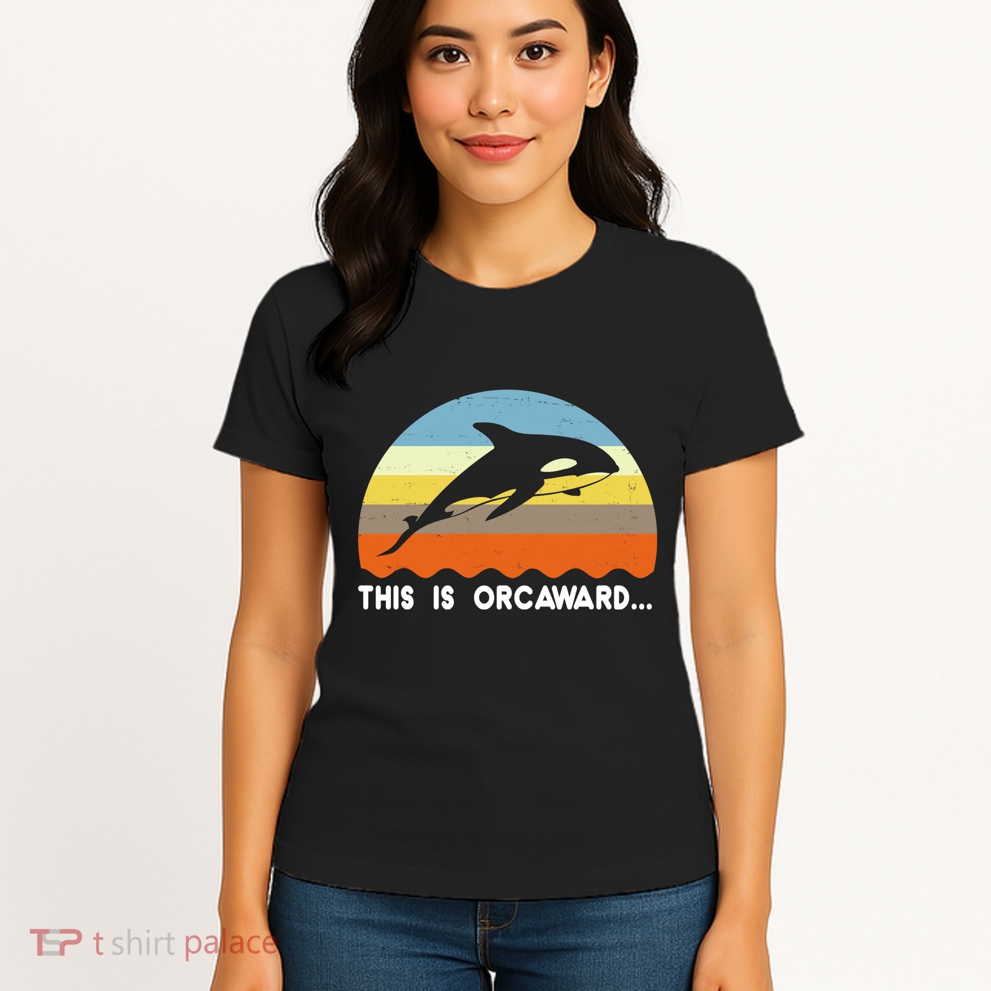 This Is Orcaward Funny Awkward Whale Sunset Women's T-Shirt