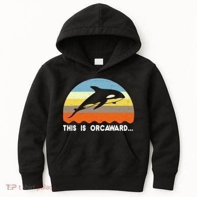 This Is Orcaward Funny Awkward Whale Sunset Kids Hoodie