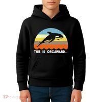 This Is Orcaward Funny Awkward Whale Sunset Kids Hoodie thumb 4