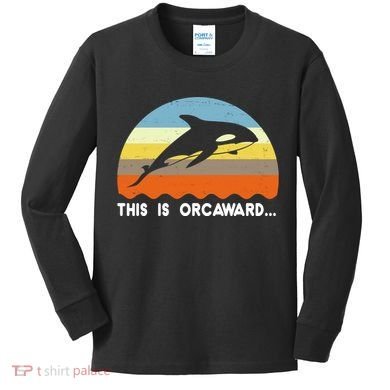 This Is Orcaward Funny Awkward Whale Sunset Kids Long Sleeve Shirt