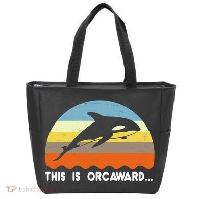This Is Orcaward Funny Awkward Whale Sunset Tote Bag