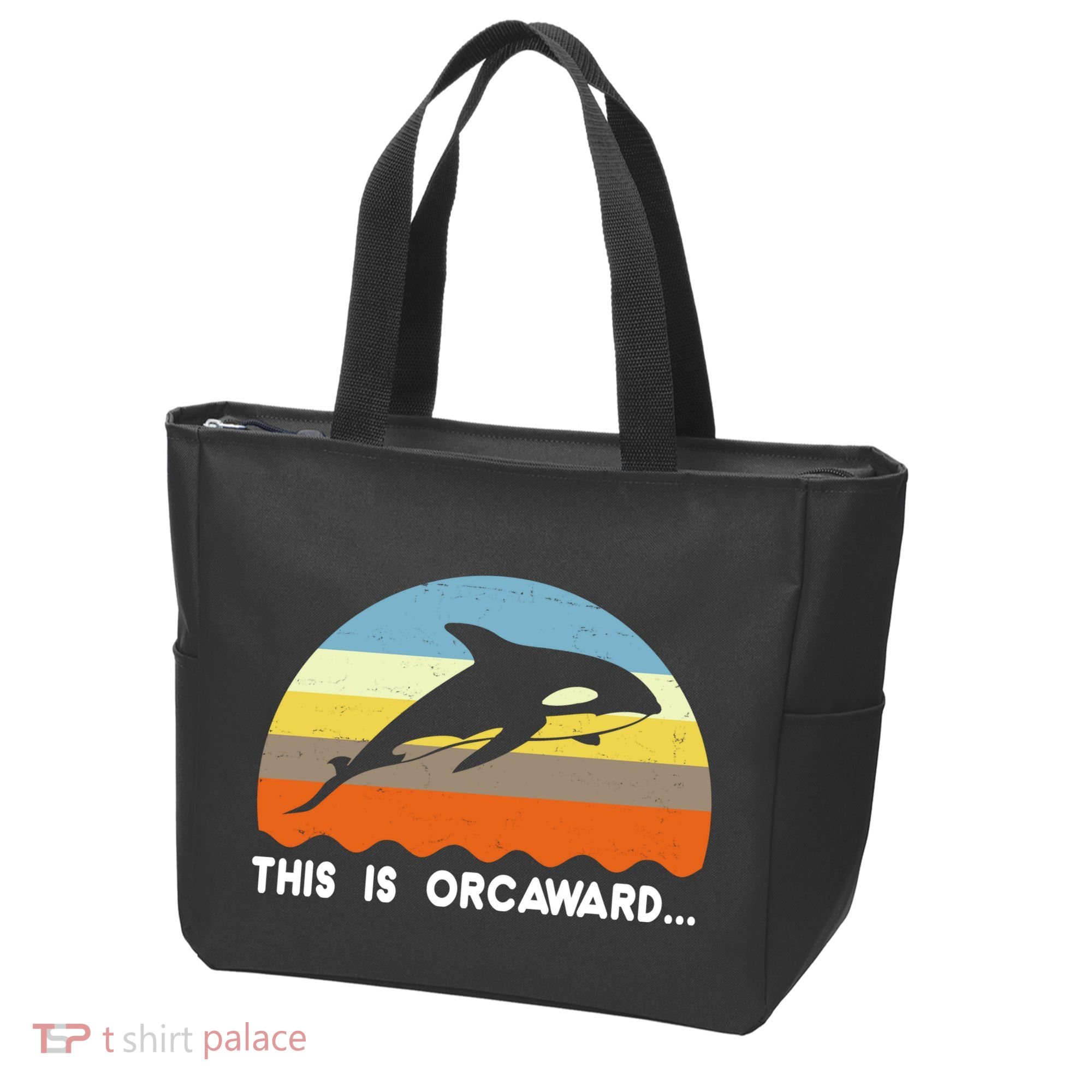 This Is Orcaward Funny Awkward Whale Sunset Tote Bag