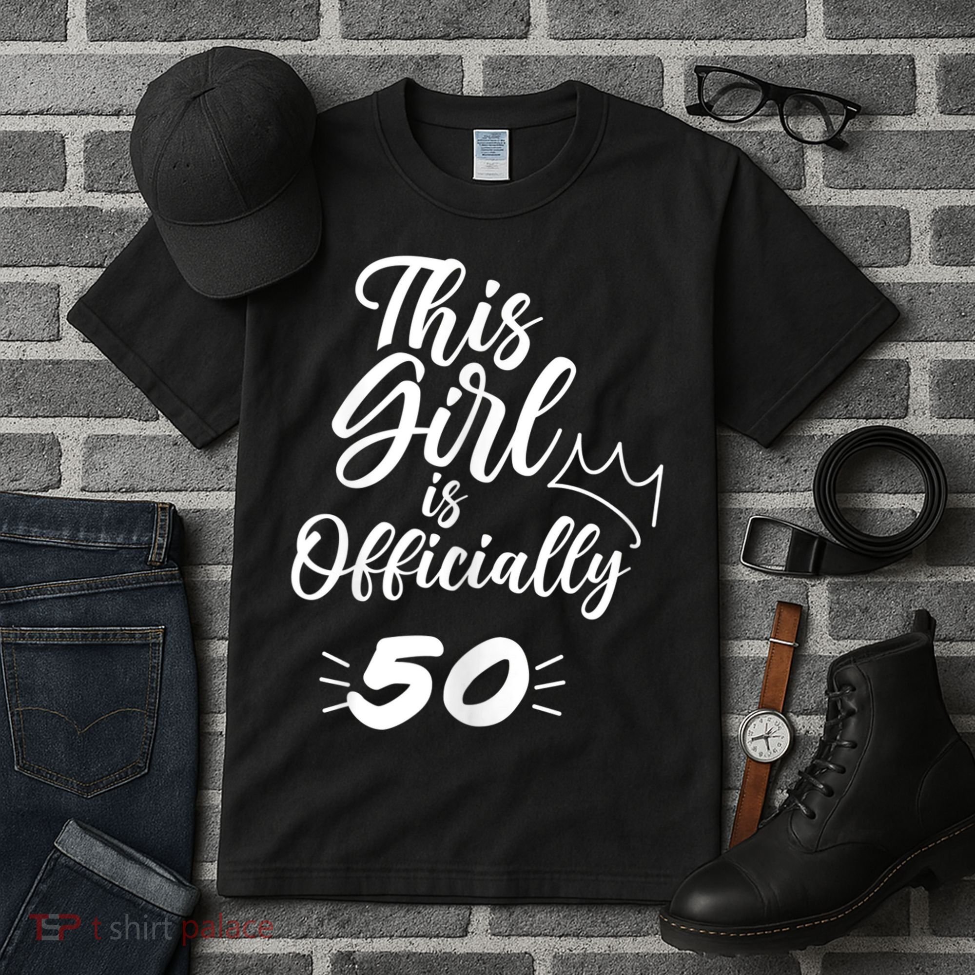 This  Is Officially 50 Fifty 50Th Fiftieth Cute Birthday Tall T-Shirt