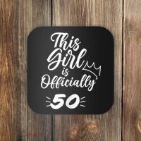 This  Is Officially 50 Fifty 50Th Fiftieth Cute Birthday Coaster thumb 0