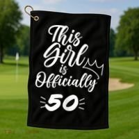 This  Is Officially 50 Fifty 50Th Fiftieth Cute Birthday Golf Towel thumb 1