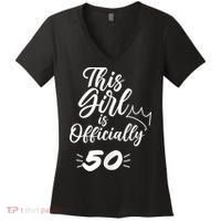 This  Is Officially 50 Fifty 50Th Fiftieth Cute Birthday Women's V-Neck T-Shirt thumb 0