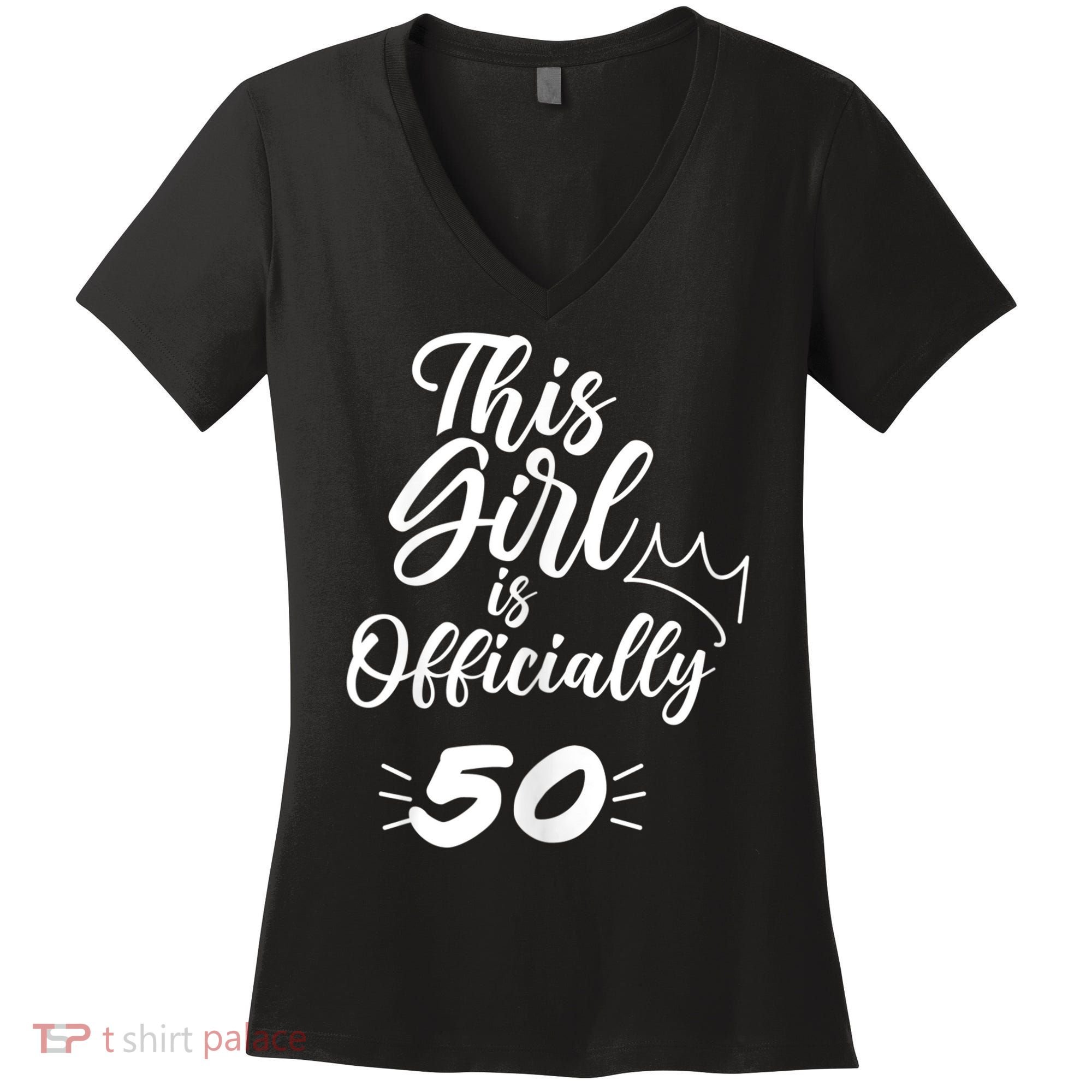 This  Is Officially 50 Fifty 50Th Fiftieth Cute Birthday Women's V-Neck T-Shirt