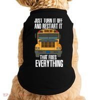 Turn It Off And Restart Funny School Bus Driver Appreciation Doggie Tank thumb 0
