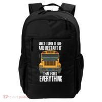 Turn It Off And Restart Funny School Bus Driver Appreciation Backpack thumb 0