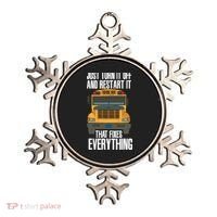 Turn It Off And Restart Funny School Bus Driver Appreciation Ornament thumb 0