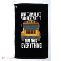 Turn It Off And Restart Funny School Bus Driver Appreciation Golf Towel thumb 0