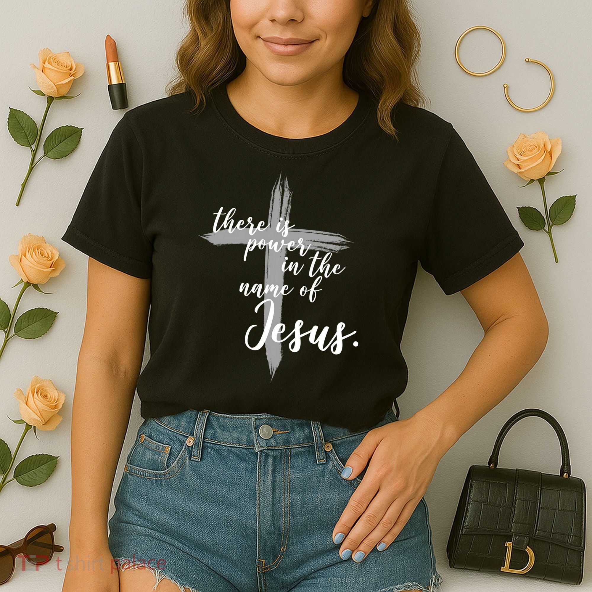 There Is Power In The Name Of Jesus Cross Comfort Colors Boxy T-Shirt