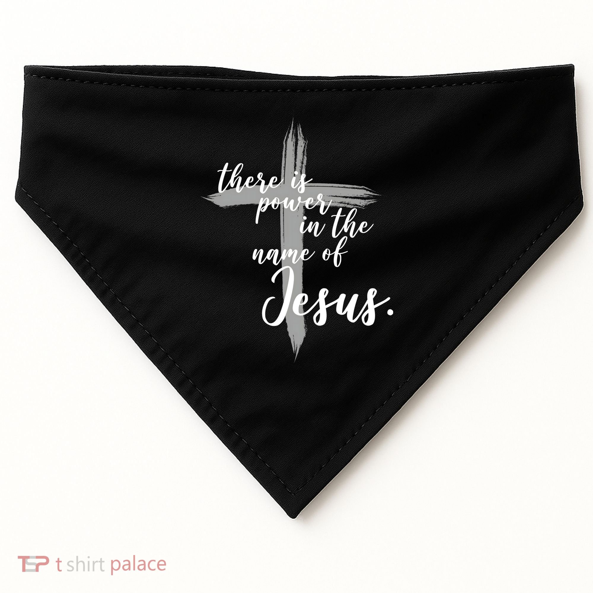 There Is Power In The Name Of Jesus Cross USA-Made Doggie Bandana