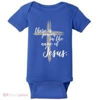 There Is Power In The Name Of Jesus Cross Baby Bodysuit thumb 0