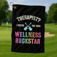 Therapist I Prefer Wellness Rockstar Therapy Ninja Team Cute Gift Golf Towel thumb 1