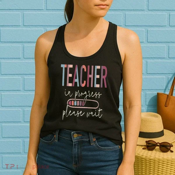 Teacher In Progress Please Wait Recharge Required Test Day Women's Tank Top