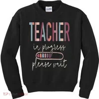 Teacher In Progress Please Wait Recharge Required Test Day Kids Sweatshirt thumb 0