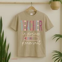 Teacher In Progress Please Wait Recharge Required Test Day T-Shirt thumb 2