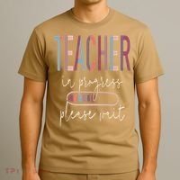 Teacher In Progress Please Wait Recharge Required Test Day T-Shirt thumb 3