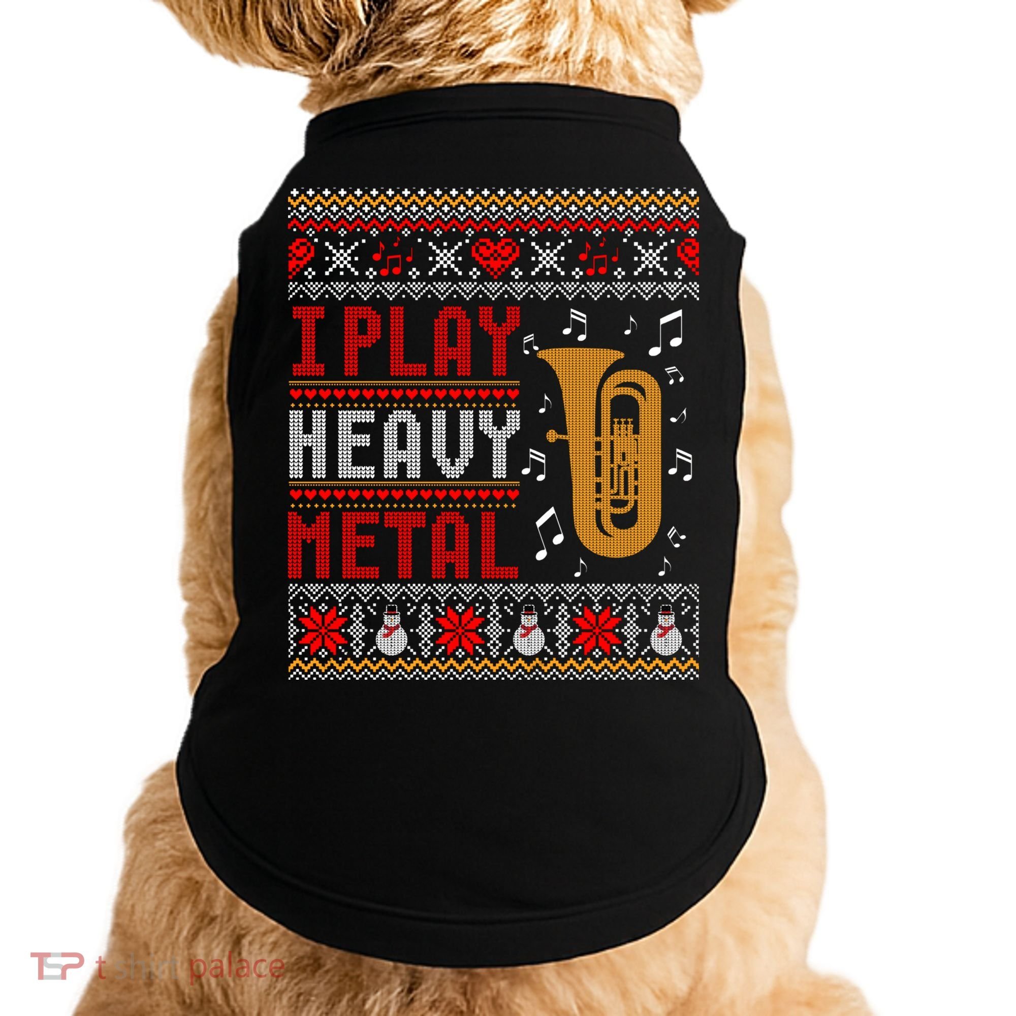 Tuba I Play Heavy Metal Ugly Christmas Cute Gift Doggie Tank
