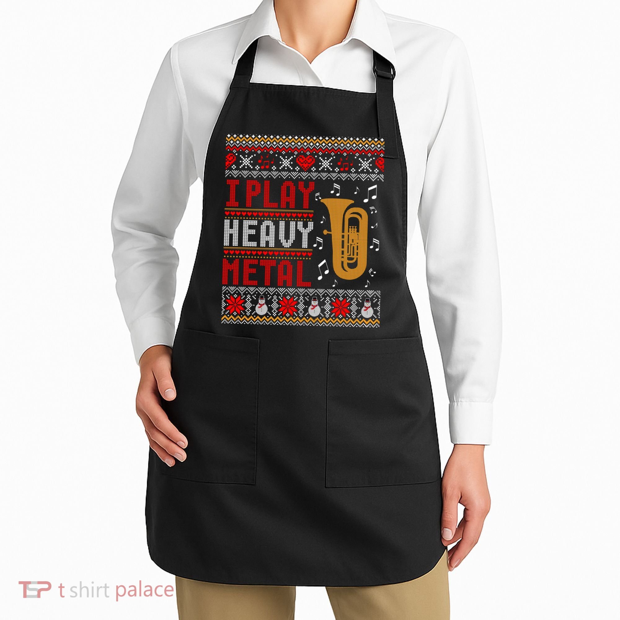 Tuba I Play Heavy Metal Ugly Christmas Cute Gift Apron